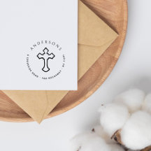Vintage Cross Christian Family Return Address