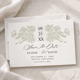 Vintage Cross Stitch Floral Heirloom Wedding Save The Date