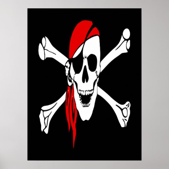 Vintage Crossbones Pirate  at Sea Poster (Front)