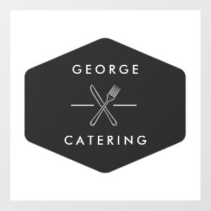 Vintage Crossed Fork Knife Logo Catering Business 