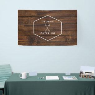 Vintage Crossed Fork Knife Logo Catering Business Banner
