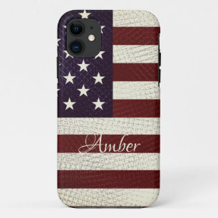 Vintage Crosshatch American Flag Personalised Case-Mate iPhone Case