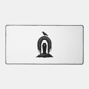 Vintage Crow Cemetery Grave Silhouette Shirt Desig Desk Mat