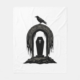 Vintage Crow Cemetery Grave Silhouette Shirt Desig Fleece Blanket