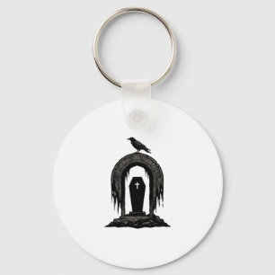 Vintage Crow Cemetery Grave Silhouette Shirt Desig Key Ring