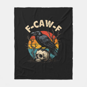 Vintage Crow F-Caw-F Raven Bird Humor Meme Funny Fleece Blanket
