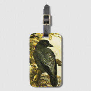 Vintage Crow Perched on a branch Theo van Hoytema Luggage Tag