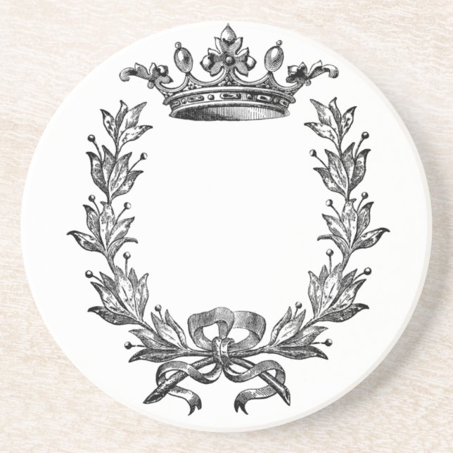 Vintage Crown and Wreath Art Coaster (Front)