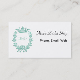 Vintage Crown and Wreath Art - Turquoise Business Card