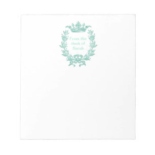 Vintage Crown and Wreath Art - Turquoise Notepad