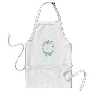 Vintage Crown and Wreath Art - Turquoise Standard Apron