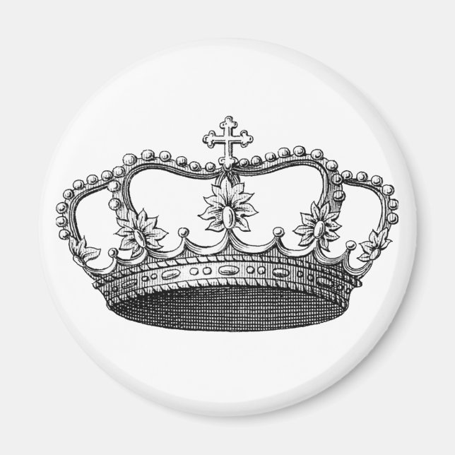 Vintage Crown Black and White Magnet (Front)