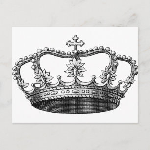 Vintage Crown Black and White Postcard