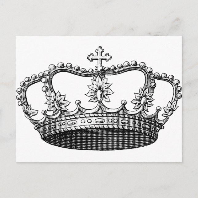 Vintage Crown Black and White Postcard (Front)