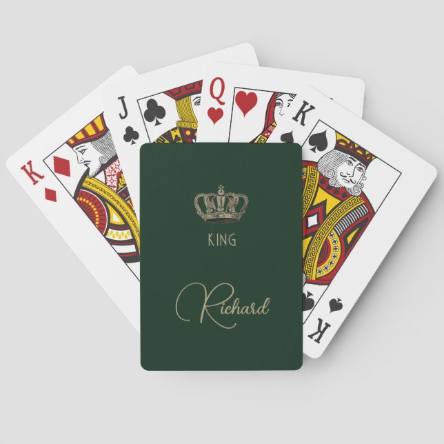 Vintage Crown King Green Playing Cards (Back)