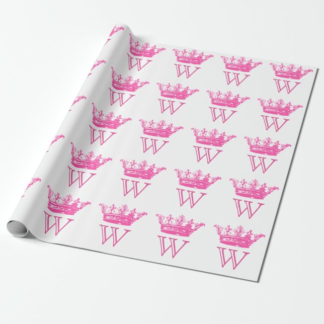 Vintage Crown Monogram Wrapping Paper (Unrolled)