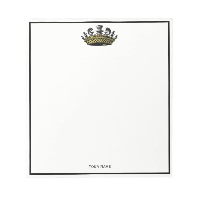 Vintage Crown With Chess Pieces Colour Notepad (Front)