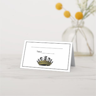 Vintage Crown With Chess Pieces Colour Place Card