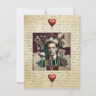 Vintage Crowned Gentleman "True Love"  Postcard