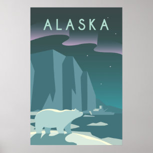Vintage Cruise Line Alaska Glacier Travel Poster