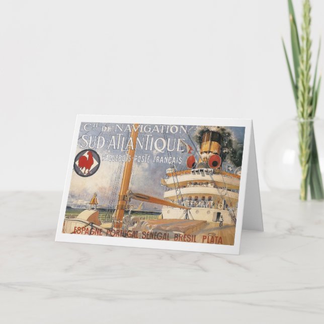 Vintage Cruise Ship Bon Vayage Travel Card (Front)