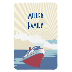 Vintage Cruise Ship Illustration cabin door marker Magnet