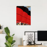 Vintage Cruise Ship Passengers Waving Goodbye Poster<br><div class="desc">Vintage illustration travel and transportation image featuring people traveling by cruise ship or ocean liner. Tourists about to take a vacation at sea aboard a boat. Bon Voyage!</div>