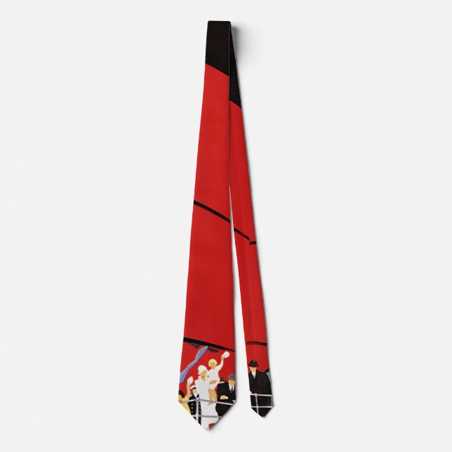 Vintage Cruise Ship Passengers Waving Goodbye Tie (Front)