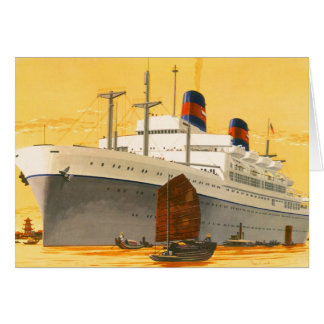 Vintage Cruise Ship to the Orient with Junks Boats