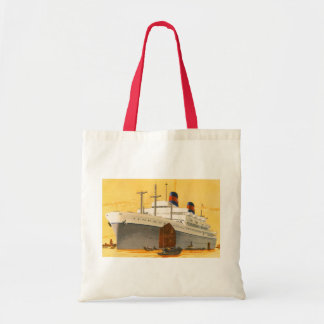 Vintage Cruise Ship to the Orient with Junks Boats Tote Bag