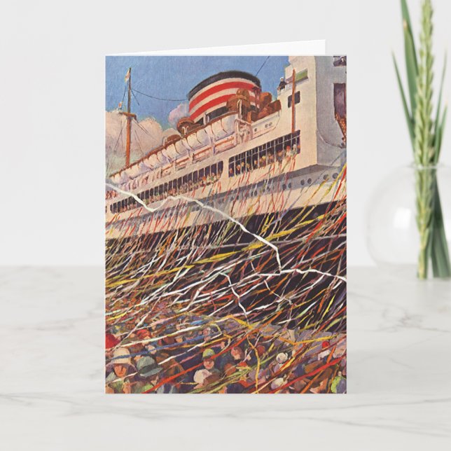 Vintage Cruise Ship Vacation; Bon Voyage Party! Card (Front)