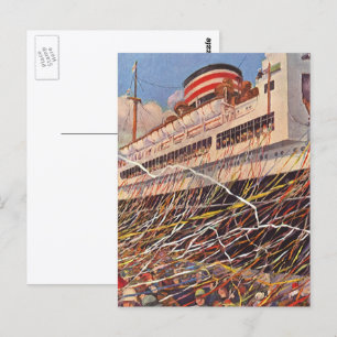 Vintage Cruise Ship Vacation; Bon Voyage Party! Postcard