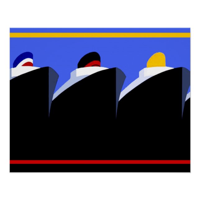 Vintage Cruise Ships Art Deco Poster (Front)