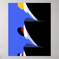 Vintage Cruise Ships Art Deco Poster