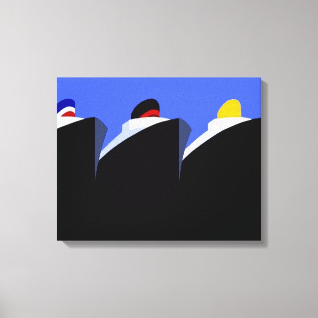 Vintage Cruise Ships Art Deco Poster Canvas Print (Front)