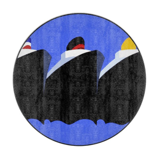 Vintage Cruise Ships Art Deco Poster Cutting Board (Front)