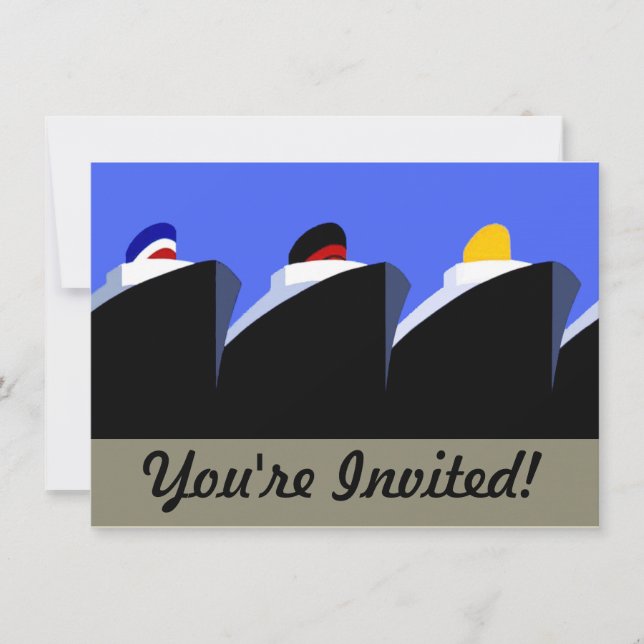 Vintage Cruise Ships Art Deco Poster Invitation (Front)