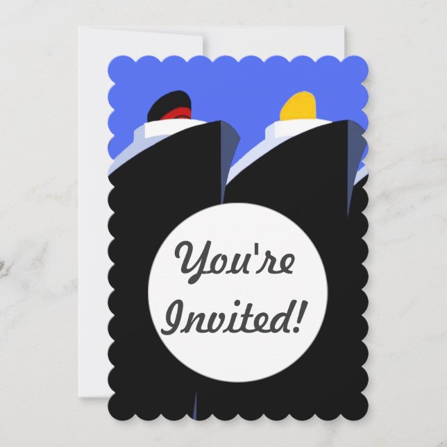 Vintage Cruise Ships Art Deco Poster Invitation (Front)