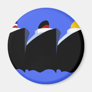 Vintage Cruise Ships Art Deco Poster Magnet