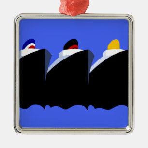 Vintage Cruise Ships Art Deco Poster Metal Tree Decoration