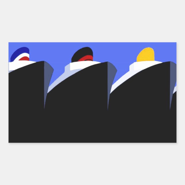 Vintage Cruise Ships Art Deco Poster Rectangular Sticker (Front)