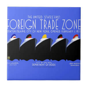 Vintage Cruise Ships Art Deco Poster Tile