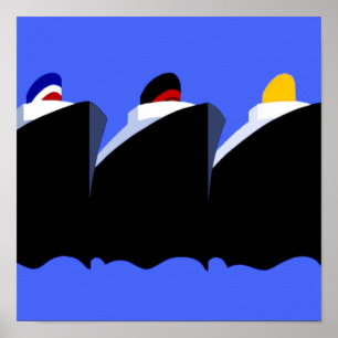 Vintage Cruise Ships Poster Ocean Liners