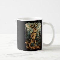 Vintage Cryptid Jackalope Hiking With Mountain For