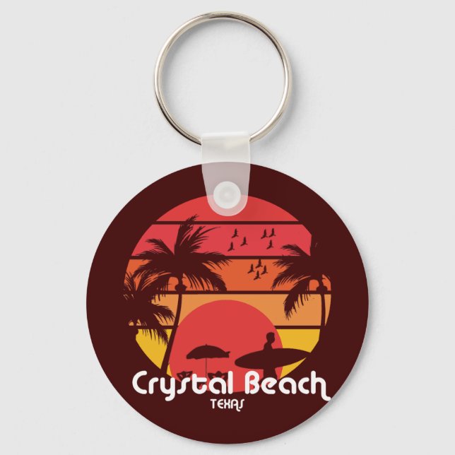 Vintage Crystal Beach Texas Key Ring (Front)