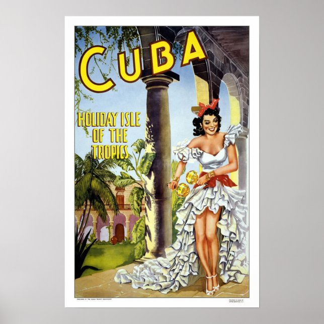 Vintage Cuba Dancer Travel Poster (Front)