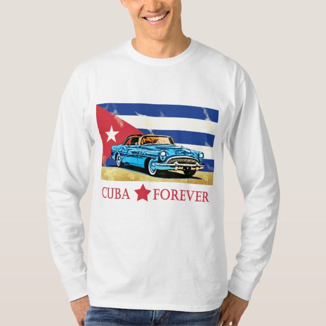 Vintage Cuba Flag Classic Car T-Shirt (Front)