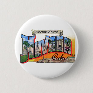 Vintage Cuba Travel - Greetings From Havana 6 Cm Round Badge