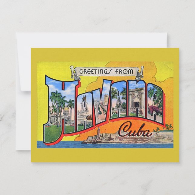 Vintage Cuba Travel - Greetings From Havana Card (Front)