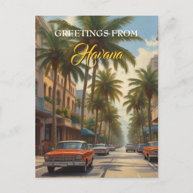 Vintage Cuba Travel - Greetings From Havana Holiday Postcard (Front)